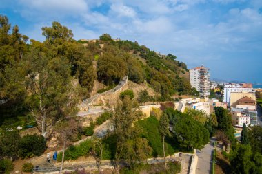 İspanya 'nın Malaga kentinin yüksek açılı görüntüsü..