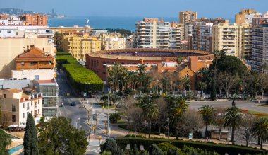 Malaga 'daki boğa güreşi sahasının yüksek açılı görüntüsü