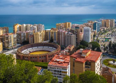 İspanya 'nın Malaga kentindeki hava ve panoramik manzara