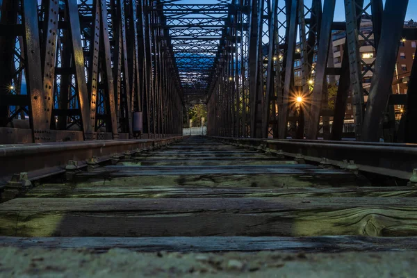 Вид Железнодорожные Пути Порту Малаги Ночью — стоковое фото
