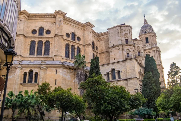 Malaga Spagna Febbraio 2021 Veduta Della Cattedrale Malaga Durante Pandemia — Foto Stock