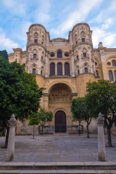 Malaga Spagna Febbraio 2021 Veduta Della Cattedrale Malaga Durante Pandemia — Foto Stock