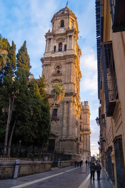 Malaga Spagna Febbraio 2021 Veduta Della Cattedrale Malaga Durante Pandemia — Foto Stock