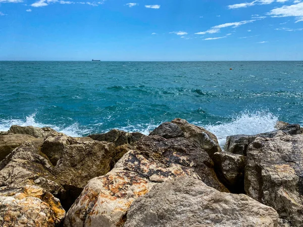 View Sea Reaching Cliffs Malaga Mediterranean Sea Summer — 스톡 사진