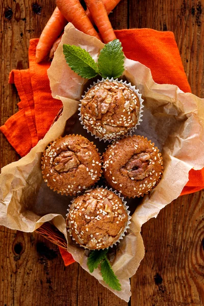 Carrot nut muffins — Stock Photo, Image