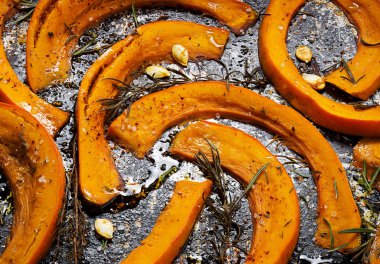 Roasted pumpkin with  herbs clipart