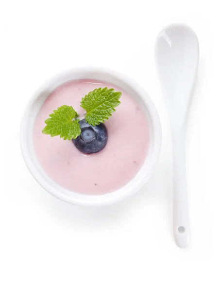 Blueberry  yogurt on white background — Φωτογραφία Αρχείου