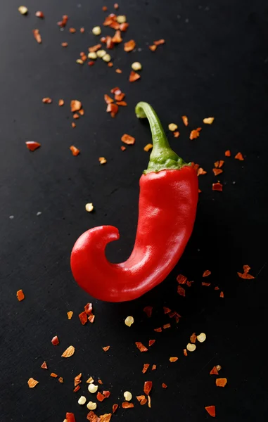 Peperoncino su fondo nero — Foto Stock