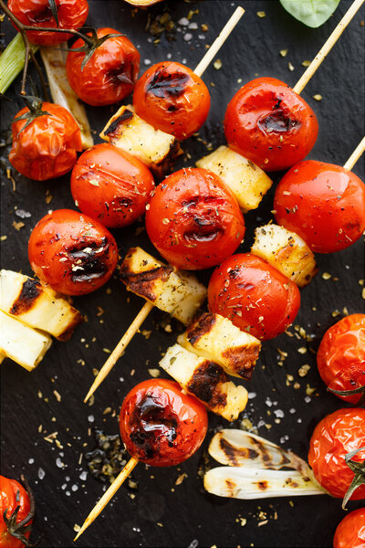 Халлоуми с сыром и помидорами
