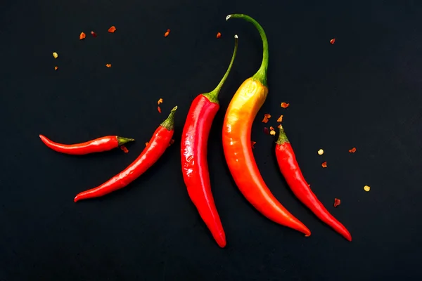 Chili paprika på en svart bakgrund — Stockfoto