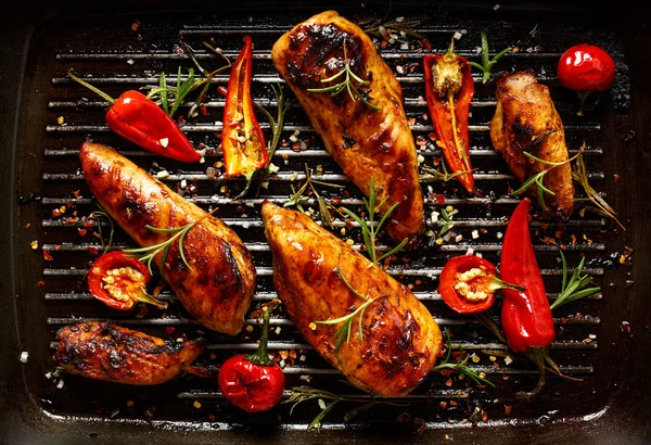 Spicy grilled chicken breast with the addition of chili and rosemary