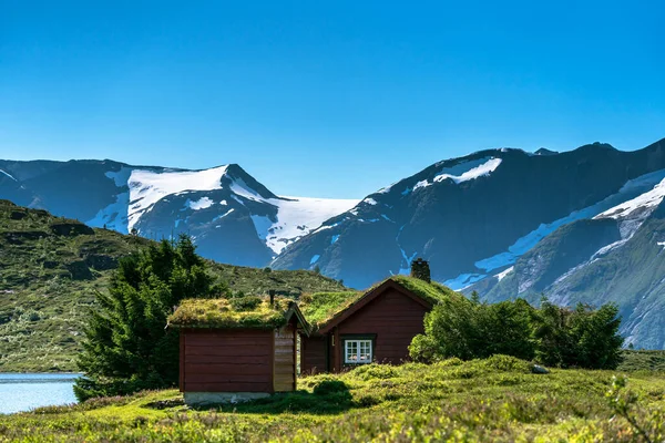 Flo Norway 2020 August Norwegian Huts Wild Nature Big Mountains — Stock Photo, Image