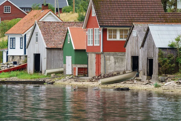 Dirdal Norway 2020 September Old Boat Sheds Norwegian Fjord Village — Stock Photo, Image