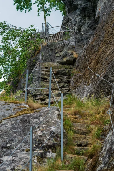 Geiranger Noruega 2020 Junho Caminhadas Desde Nível Mar Até Skagefla — Fotografia de Stock