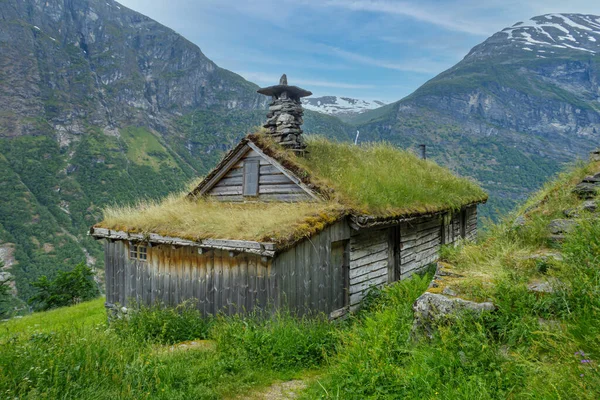Geiranger Norwegen 2020 Juni Skagefla Bauernhof Auf Dem Gipfel Des — Stockfoto