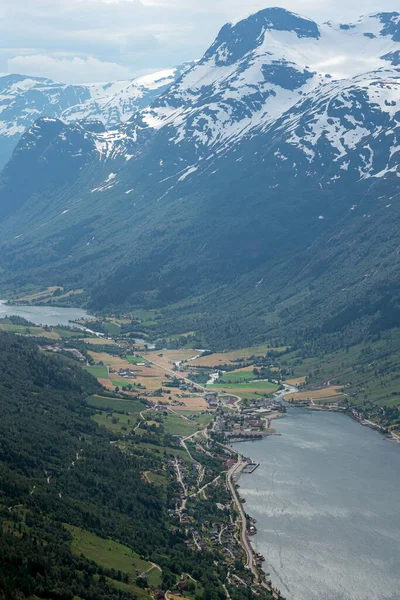 Loen Noruega 2020 Junho Vista Arial Sobre Loen Aldeia Noruega — Fotografia de Stock