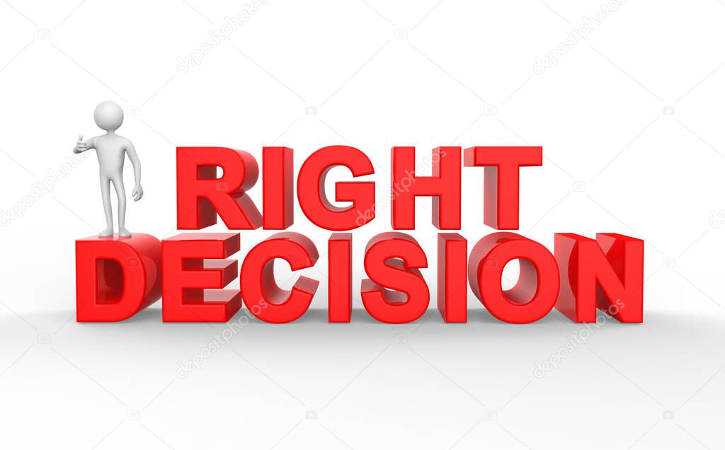 3D Illustration of Decision making - Right decision