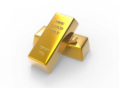 Parlak Saf Altın Çubuk - 3D Görüntü