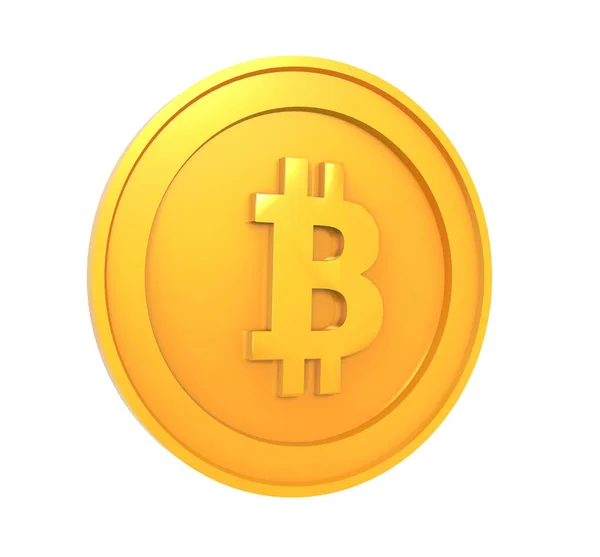 Ilustração Bitcoins Dourados Isolados Fundo Branco — Fotografia de Stock