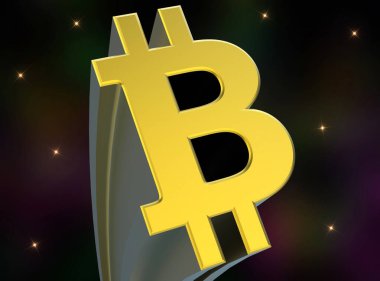 Bitcoin kripto para birimi - 3B İllüstrasyon