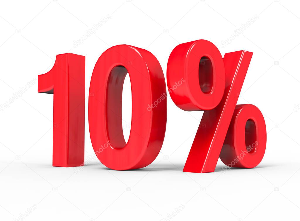 Financial 3D Illustration image - 10 percentage