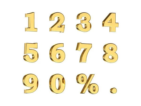 Ilustracja Liczb Symbolami Procentowymi Punktowymi Kolorze Złotym — Zdjęcie stockowe