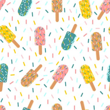 Şekerlemesiz vektör serpiştirilmiş dondurmalı dondurma. 