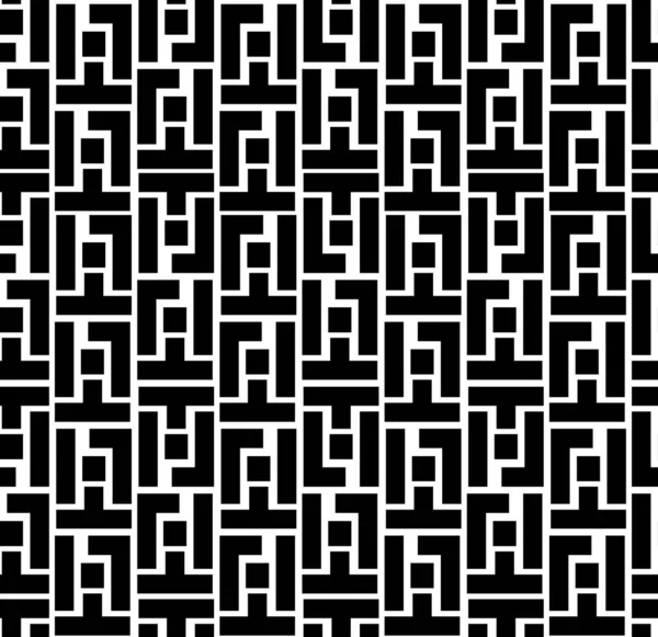Negro Patrón Sin Costura Mosaico Geométrico — Archivo Imágenes Vectoriales