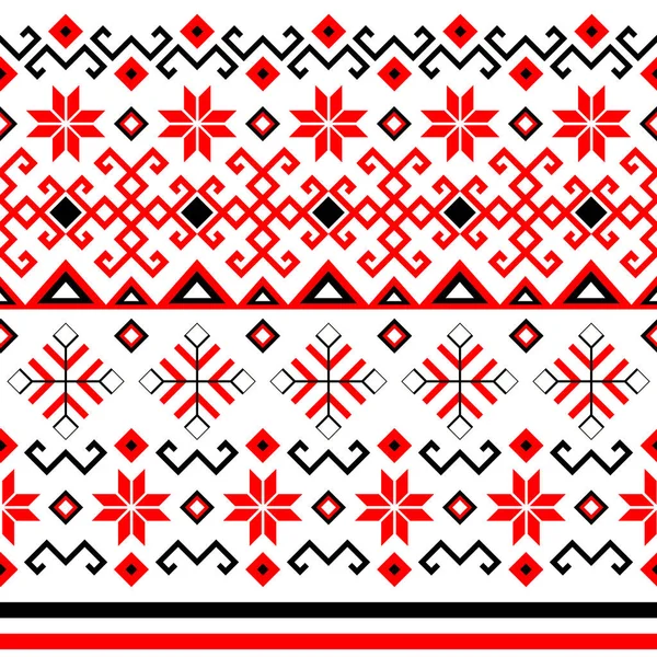 Bulgaarse Balkan Nationale Folklore Borduurstijl Rood Wit Zwart Ornamentaal Naadloze — Stockvector