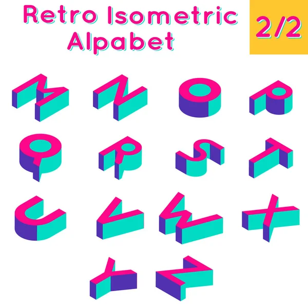 Retro Izometrik Boyutlu Parlak Bilgisayar Oyunu Alfabesi Seti Bölümün Telifsiz Stok Illüstrasyonlar