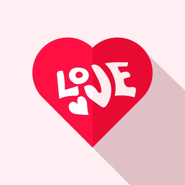 Liefde Valentijnsdag Wenskaart Met Hart Roze Met Hand Getekende Vector — Stockvector