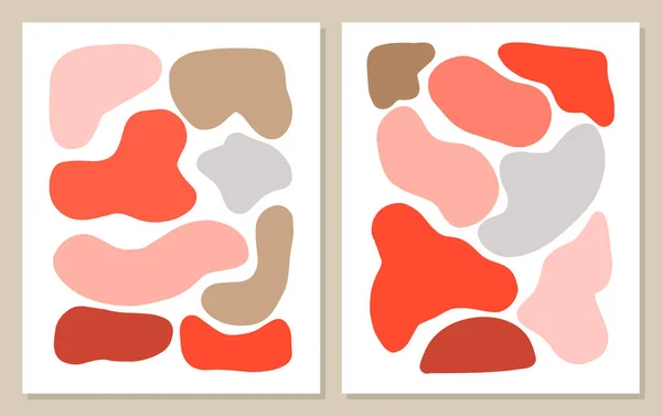 Vector Set Two Posters Abstract Hand Drawn Shapes Telifsiz Stok Vektörler
