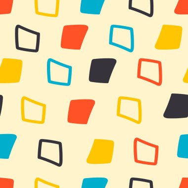50 'li yılların ortalarında modern dikdörtgen retro renkler kusursuz vektör deseni. Koleksiyonun bir parçası