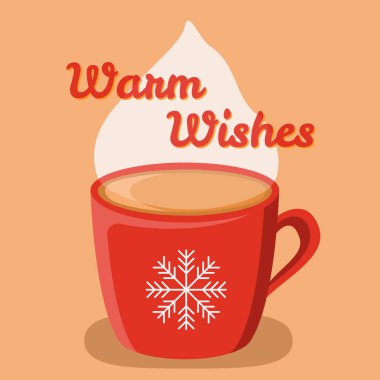 Sıcak çikolata vektörlü kartpostal.