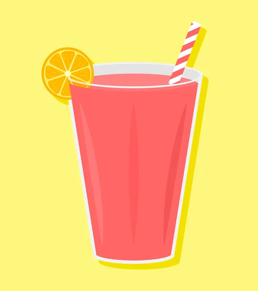 Fruit Strawberry Smoothie Glass Orange Illustration Yellow Background — Stock Vector