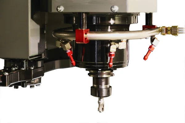 近代的な加工機の切削工具の冷却システム — ストック写真
