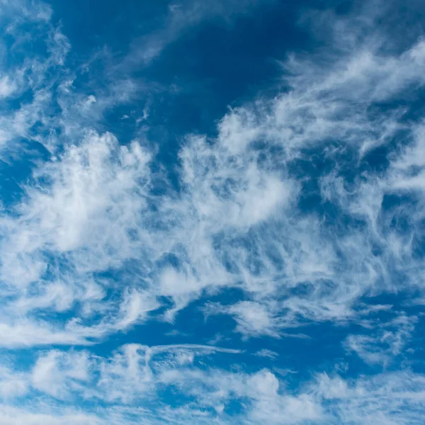 Krásná Modrá Obloha Cirrus Mraky Rozptýlené Větrem Jako Přirozené Pozadí — Stock fotografie