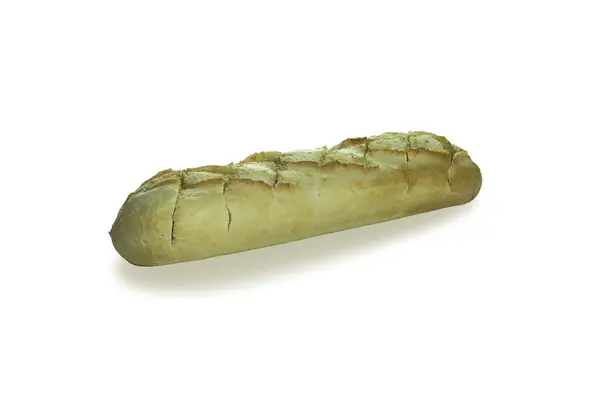 Pequeno Trigo Francês Baguete Com Alho Enchimento Isolado Fundo Branco — Fotografia de Stock