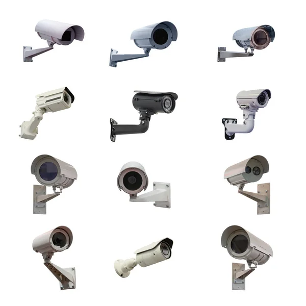 Dodici Moderne Videocamere Vari Progetti Monitorare Situazione Presso Struttura Isolato — Foto Stock