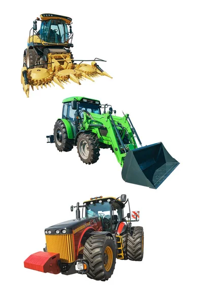 Krachtige Landbouwmachines Wielen Voor Diverse Doeleinden Geïsoleerd Witte Achtergrond — Stockfoto