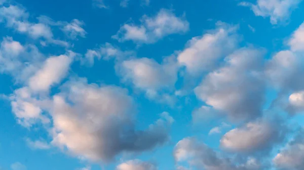 Ciel Bleu Avec Nombreux Petits Cumulus Éclairé Par Soleil Comme — Photo