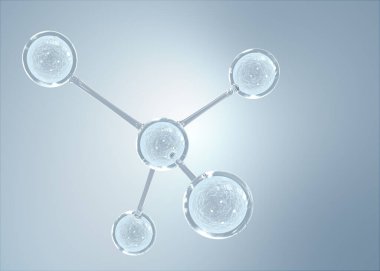 Bilim, kimya ve biyoteknoloji için molekül ya da atom temizliği. Soyut grafik illüstrasyon bilimi tıbbi arka plan 3D görüntüleme.