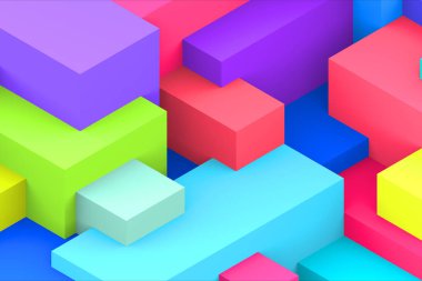 Soyut geometrik kübik renkli arkaplan. izometrik 3d oluşturucu.