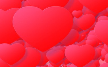 Kağıt sanatı tarzı kırmızı ve pembe kalp. Sevgililer Günü soyut arkaplanı.