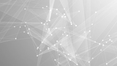Soyut teknoloji ve bilim çokgeni düşük poligonal arkaplan nokta ve çizgilerle ton grisi.