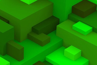Soyut geometrik kübik koyu renkli arkaplan. izometrik 3d oluşturucu.