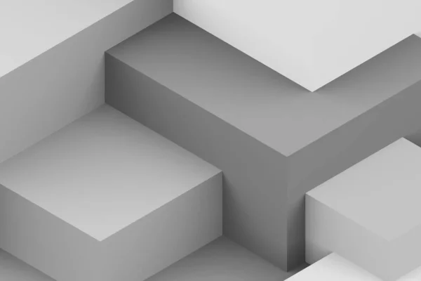 Fundo Cúbico Geométrico Branco Cinza Abstrato Renderização Quadrado Isométrico — Fotografia de Stock