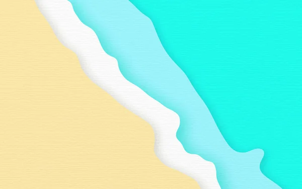 Blaues Meer Und Gelber Sandverlauf Papier Kunst Background Summer Strand — Stockfoto