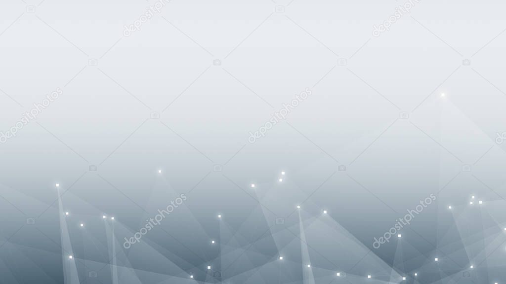 Abstract technology and science polygonal space low poly background Tone white gray with connecting dots and lines.
