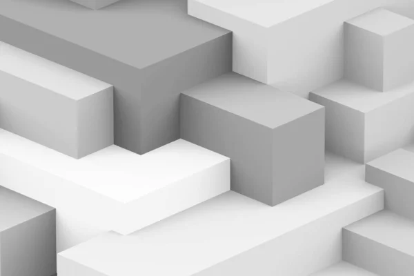 Soyut beyaz ve gri geometrik arkaplan. izometrik kare 3d oluşturucu.